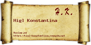 Higl Konstantina névjegykártya